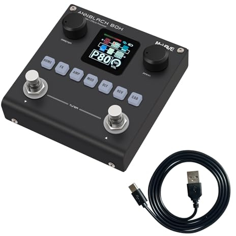 M-VAVE Pedale per chitarra Reverb Sampling Studio Multi Effects 80 Modificabile Preset ANN Audio Delay Boost Effector Black Box con 6 moduli effetti AMP CAB