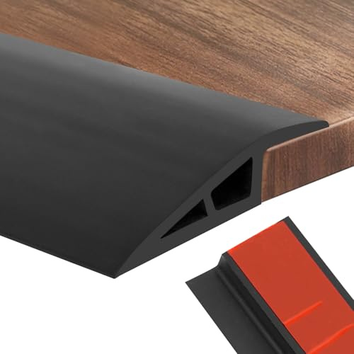 TayBong Übergangsprofil Selbstklebend, 1M PVC Türschwellenrampe, Übergangsleiste Boden für Laminat & Teppich, Schwarz Türschwellenrampe mit Höhenausgleich bis 10mm für Parkett und Vinyl