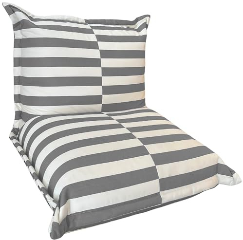 bananair - Pouf Extérieur Imperméable à Rayures - Confortable, Polyvalent, Anti-UV, Déhoussable - Pouf Géant XXL Design pour Salon de Jardin Extérieur (85 x 85 x 75 cm, Gris)