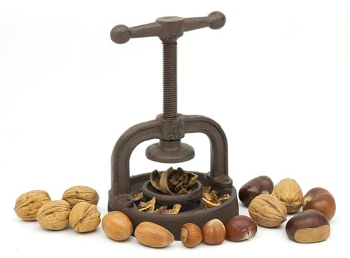 CKB LTD Vintage Cast Iron Screw Nutcracker - Rustic Hand Crank Vice Nut Cracker for Walnuts, Hazelnuts & Nuts, Heavy-Duty Decorative Kitchen Tool Press