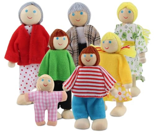 XIMEY Dolls House Dolls Family Figures Dollhouse Bending Dolls Wooden Dolls Wooden Dollhouse Accessories