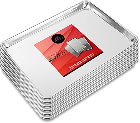 Last Confection 6 Cookie Baking Sheets 13 x 18 - Rimmed Aluminum Jelly Roll Trays - Half Sheet Pans