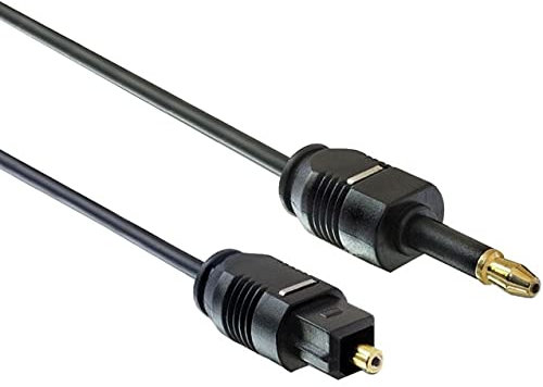 PremiumCord Cavo Jack audio-ottico, ottico M da mini Toslink da 3,5 mm a Toslink, maschio a maschio, cavo digitale per impianto stereo HiFi Sounbar TV, audio HQ, placcato in oro, Nero, Lunghezza 1 m