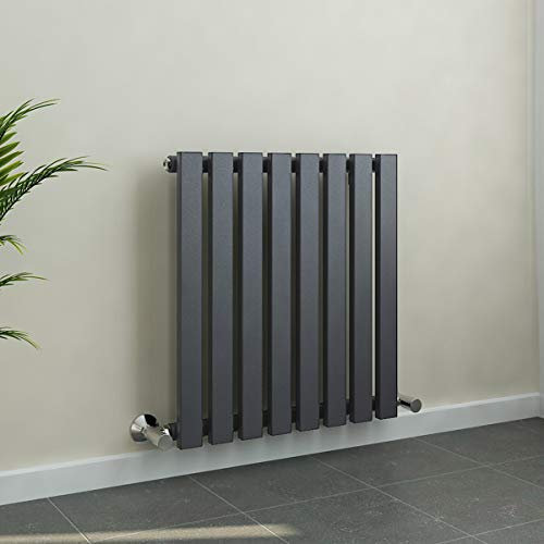 Warmehaus 600 x 550 mm Grey Anthracite Horizontal Designer Radiator Single Rectangular Panel - Modern Central Heating - Perfect for Bathroom, Kitchen, Living Room