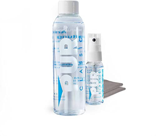 PUR CLASSIC Antibeschlag Spray mit Anti-Beschlag Tücher für langanhaltenden Beschlagschutz – bei Brillen, Helmvisieren, Ski- & Arbeitsschutzbrillen (1x 150ml + 1x30 ml + 2x Antibeschlagtuch)