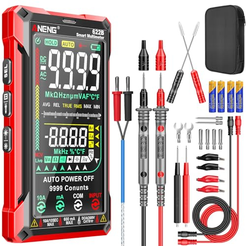 ANENG 622B Multimeter Digital Voltmeter Tester Smart Touch Ohm Ampere Auto Ranging TRMS 9999 Räkna Med NCV,Lik-/Växelström,AC/DC-Spänning,Resistans,Dioder,Kontinuitetstest,Kapacitet,Temperatur | Automatisk rangering med NCV, lik/växlingsström, AC/DC spänning, motstånd, dioder, genomgångstest, kapacitet, temperatur