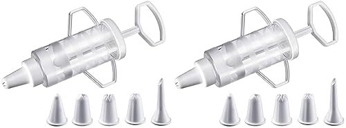 Westmark Garnierspritze, Mit 5 Tüllen, Füllmenge: 100 ml, Kunststoff, Transparent/Weiß, 30772270 (Packung mit 2)