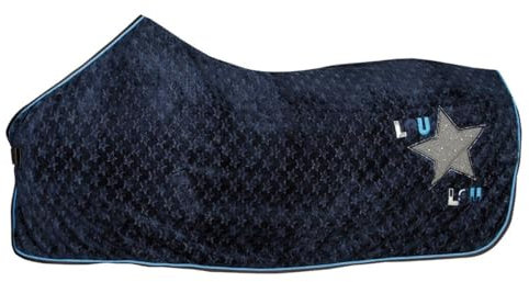 netproshop Pferde Abschwitzdecke Lou Lou Dunkelblau mit Sternen Plüsch 85/95/110 cm, Groesse:110, Farbe:Dunkelblau