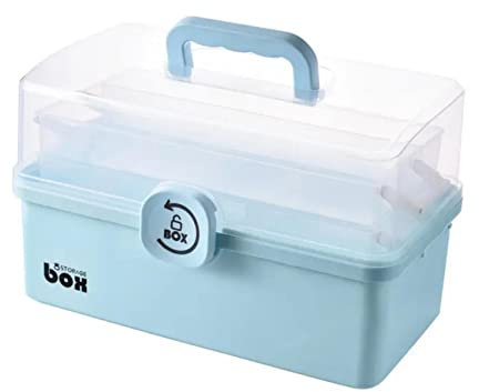 HGIFTHOMEH Armadio multifunzione per medicinali con scatole e organizer: perfetto per attrezzi, materiale fai da te e kit di pronto soccorso, scatola di stoccaggio in plastica (blu30 cm)