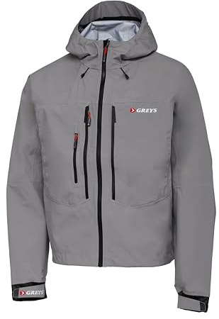 Greys Tail Angeljacke | Leichte Wasserdichte Wathosenjacke Mit 10.000mm Membran & C6 DWR | 3-Lagen Polyester | Verstellbare Kapuze | Brust- & Handwärmertaschen | L