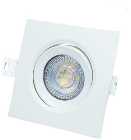 Aro LED empotrable cuadrado blanco 7W, 3000-4000-6500K, ideal para iluminación interior y crear ambientes personalizados.