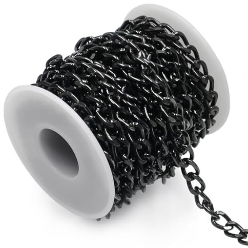 GYSRXS 5 Metri Collane a Catena Catene a Maglie Intrecciate Catena per Borsa a Metro Realizzato in Alluminioper Collane Gioielli Accessori Fai da Te,6.5×10mm (Nero)
