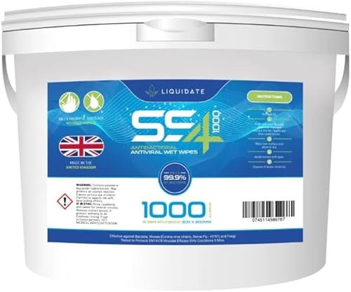 Liquidate - SS4 Recyclable Bucket Wipes - 1000 Extra Large Sheets | Hand & Surface Wipes | Eco-Friendly | Perfect for Homes, Offices, Gyms | Lemon Scent