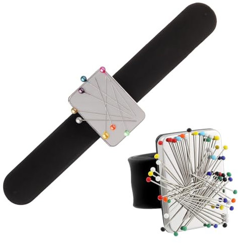 WeddHuis 1 Stück Magnetic Pin Cushion,Magnetic Wrist Sewing,Magnetic Silicone Wristband for Hairdressing Supplies,Sewing Needles Cushion (Black)