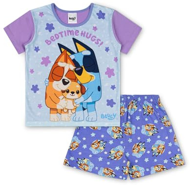 Bluey Girls pyjamas och bingo kort läggdags kramar pyjamas set för flickor | Officiella varor, Lila, 3-4 Years