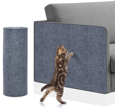 Adiwo Cat Scratching Mat, Self-Adhesive DIY Climbing Scratcher, Anti Scratch Furniture Protectors, Trimmable Cat Scratching Pad Carpet Rug For Sofas, Walls (Light grey, 30X100cm)
