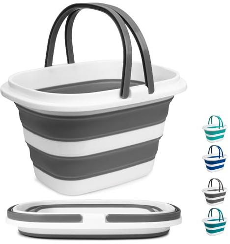 Large Collapsible Mop Bucket, 16L(4.2 Gallon) Plastic Bucket for House Cleaning, Car Washing, Silicone Cleaning Supplier Organizer, Portable Basket with Handle for Laundry Storage, RV Camping, Fishing