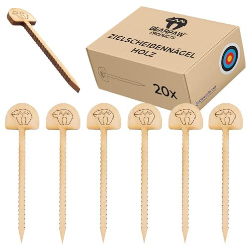 BEARPAW PRODUCTS Scheibennägel für Zielscheiben 20 Stück Zielnadeln Professionelle Jagd Zielnägel Bogenschießen Zielscheibennägel aus Holz für Strohziele Schaumtargets