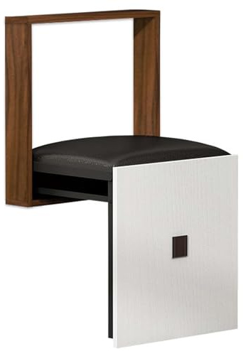 Silla plegable montada en la pared, taburete de ahorro de espacio para balcón y entrada, taburete de pared oculto en marrón, asiento plegable compacto y elegante para espacios pequeños