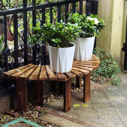 Banco de jardín de madera, soporte redondo semicircular para plantas, banco envolvente para árboles, bancos al aire libre para parque, porche, patio trasero, asientos curvos para patio(Half Round)