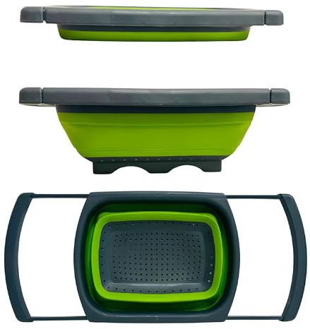 Scolapasta Pieghevole Qualità Top Lusso Filtro Cestino Cucina Manico Allungabile per Lavandino Scolapasta Silicone Pieghevole Colander Setacci Scolare Pasta Verdura Frutta Salva Spazio Colore Casuale