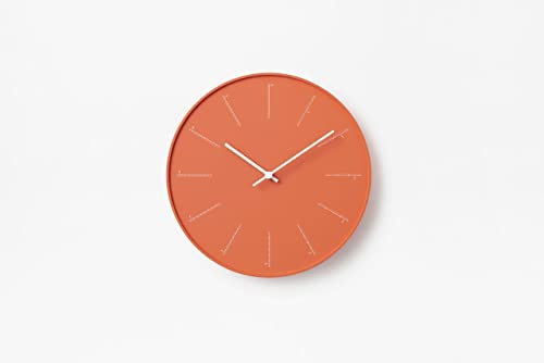 Lemnos Wanduhr Divide/Designer Wanduhr ohne Tickgeräusche aus Japan/Wanduhr modern mit schleichender Sekunde/Küchenuhr, Uhr Wohnzimmer/Clock – Farbe orange