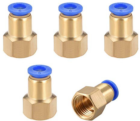Sourcing Map Raccord Pression Tube Adaptateur 6mm x G1/4 Femelle Droit Pneumatique Connexion Connect Tuyau 5pcs