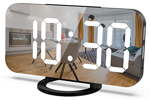 Mqruntoo Digital Wecker Mit Großes LED Display,Tischuhr Digitale Uhr 6.7”Display, 3-Stufen Helligkeitskontrolle,Dual-USB-Ladegerät-Anschluss Wecker für Nachttisch, Schlafzimmer und Büro