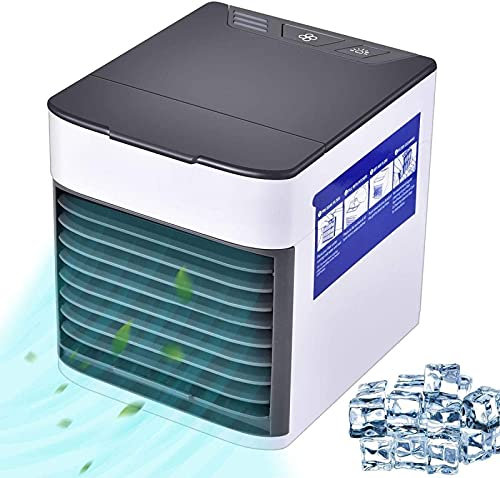VVLXRIC Aria Condizionata Senza Tubo, Ultra Silenzioso Rinfrescatore Ad Acqua - 3 velocità Regolabili Ventilatore Mini - per Casa E Ufficio