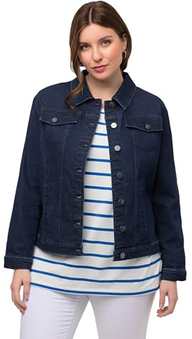 Ulla Popken Tailles femme, veste en jean, bleu denim, 58