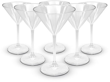 DOJA Barcelona | transparentKunststoff-Martini-Gläser | 6er Pack | Hartplastik Trinkgläser | Klare Polycarbonat-Gläser | Wiederverwendbare Plastik-Martini-Gläser, Mehrweg Cocktail Becher