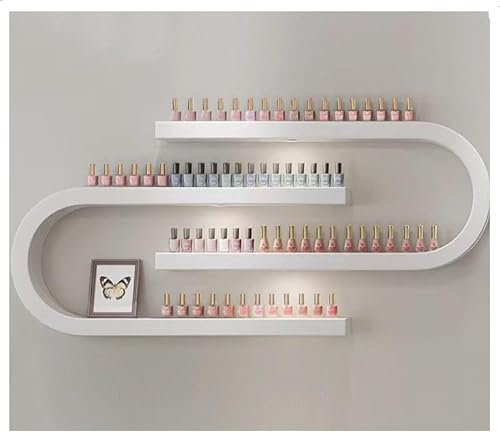 ZBJDX Etagère Murale pour Bouteilles De Vernis À Ongles, Étagère en Forme De U pour Huiles Essentielles Et Parfums, Étagère pour Essentielles Et Cosmétiques,Multifonctionnel pour Salon Onglerie,Blanc