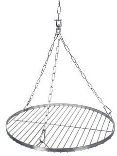 NAJDER Set de Grille Ronde en Acier Inoxydable Ø600 mm avec Chaîne de Suspension Ø3 mm, Grille Ronde pour Barbecue Pivotant avec Jeu de Chaînes, Émerillon et Mousqueton, pour Barbecue Suspendu