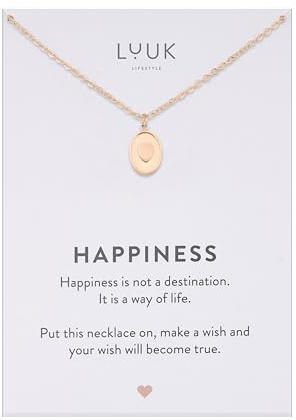 LUUK LIFESTYLE Collana con Ciondolo Medaglione del Cuore, Oro Rosa, 50cm