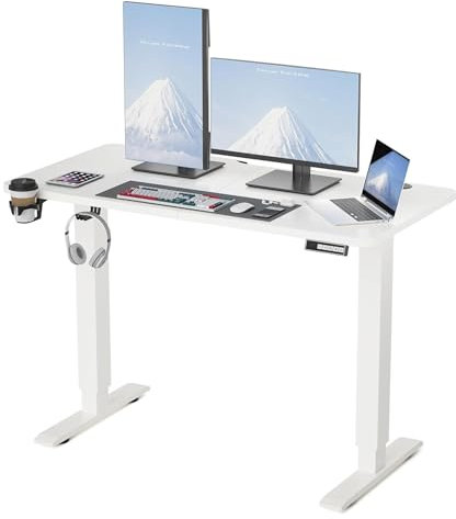 IBVIVIC Elektrischer Höhenverstellbarer Schreibtisch 120x60cm Steh-Sitz Tisch Stehschreibtisch mit Memory-Funktion, Weiß