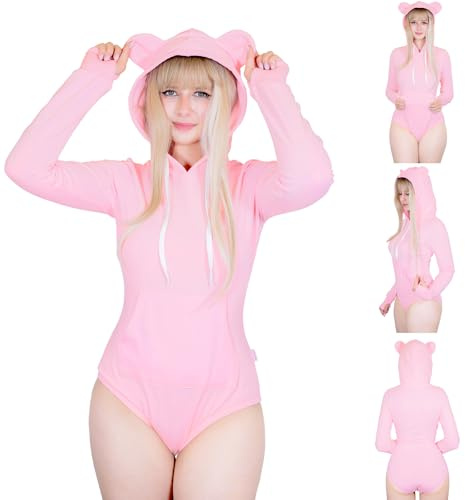 LittleForBig bomull sparkdräkt onesie pyjamas huvtröja bodysuit – mysig björn huvtröja sweatshirt onesie