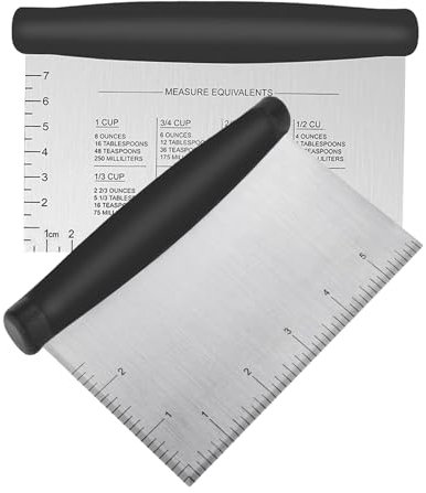 Midgreyeye 2Pezzi Taglia Impasto Con Scala Graduata In Acciaio Inox, Raschietto Per Pasta,tarocco Per Impasti Multiuso,Spatola tagliapasta Per Torte, Pizza, Torte, Dough (15 * 10cm)
