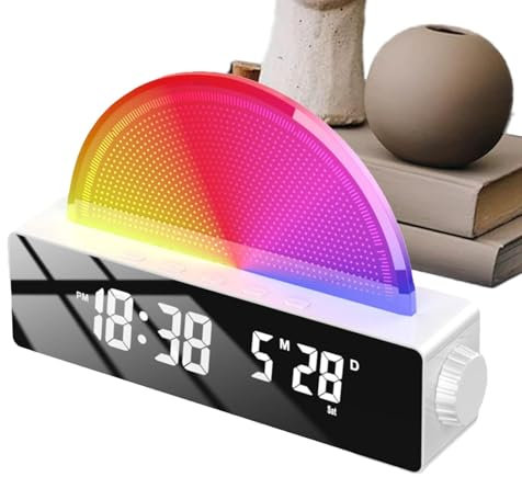 Wake Up Light - Sveglia per alba con atmosfera di sveglia, altoparlante intelligente, sveglia luminosa per dormienti pesanti, multicolore per camera da letto