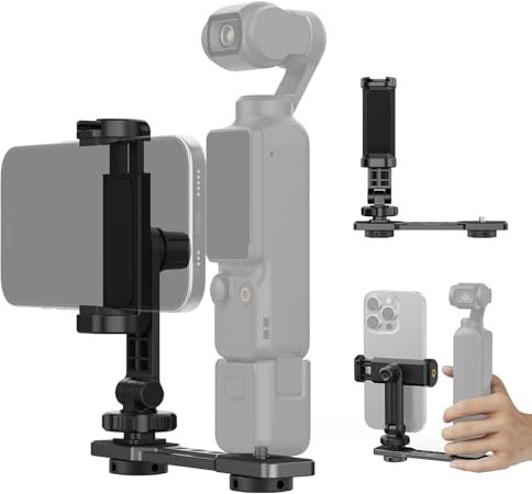 NEEWER Supporto Telefono Compatibile con DJI Osmo Pocket 3, Accessori Espansione per Pocket 3, Portatelefono con Filetto 1/4 per Treppiede e Asta di Prolunga, Cold Shoe per Mini Luce Video Mic, AC021