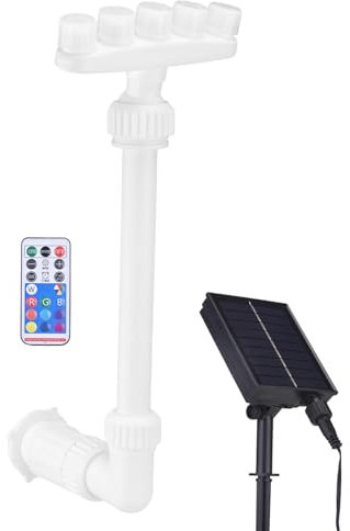 Fuente de la Piscina Solar, Pulverización de Cascada de Energía Solar Eficiente de Presión Solar Ajustable con Luces LED Coloridas para Arriba y Piscinas Enterradas