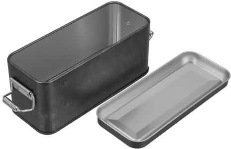 LOLIPPYY Caja de lata vintage con tapa, compacta y ligera, caja de almacenamiento para dulces y pasteles, elegante y práctica lata interior para el hogar y la decoración, color negro