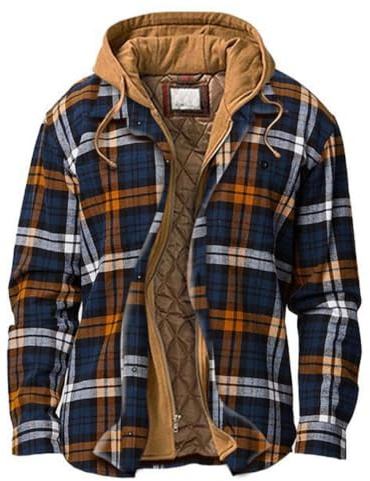 VDDTAGAM Veste Polaire Homme Chemise Avec Capuche Bucheron Polaire Homme Manches Longues Chemise en Flanelle Veste Hiver Chaude Surchemise à Carreaux (Brown,M) VDD405