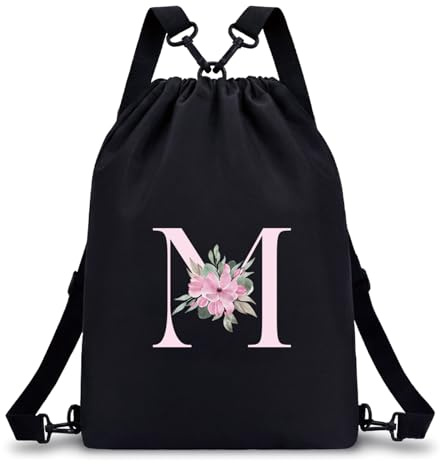 A-Z BAG Bolsa personalizada con cordón inicial para mujer, 4 en 1, convertible, para natación, gimnasio, (mochila/bandolera/hombro/bolso), mochila impermeable para interior y exterior y mochila de