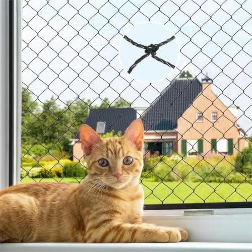 8x 3 m Cat Safety Net for Balcony, Anti-Bite Balcony Netting for Cat | Reinforced Polyester Anti Chew Balcony Net, Easy to Cut, Suitable for Balcony and Window, Prevents Falling and Escaping