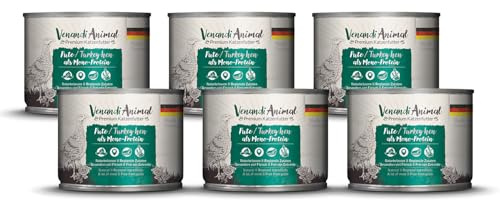 Venandi Animal Mangime per Gatti Premium, Gallina di Tacchino come Mono-Proteina, Senza Cereali - Pacco da 6 x 200 g