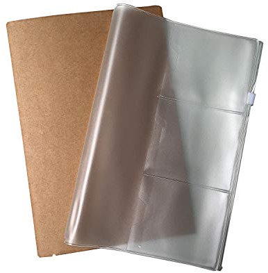 Wanderings Étui À Fermeture Éclair A5 Et Porte-Cartes Kraft - 13 x 21 cm - Pack D'Accessoires Pour Carnet De Voyage, Paquet De 2 Pour Journaux De Voyage Rechargeables - Taille A5