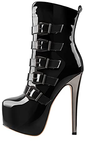 Only maker Women's Stiletto Platform Boots Lace Up Ankle Booties