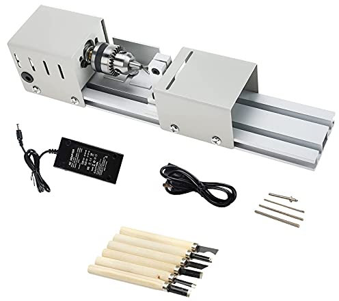 Mini Tour À Bois Machines, Mini Tour Perles Polisseuse Machine, Mini Tour DIY Bois Bouddha Perle Meulage Et Polissage, Mini Tour À Travail En Bois De Table DC 12-24V 96W/4000-9000RPM