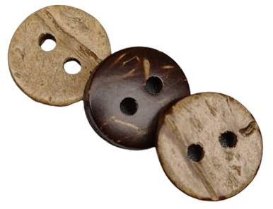 BOTIBOTON 50 Botones de COCO Natural (8 mm) - 2 Agujeros - Bi-Color - FABRICADO y ENVIADO desde España