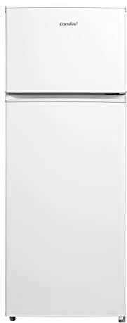 COMFEE' RCT284WH2 - Frigorifero/congelatore superiore, 176 kWh/anno, altezza 143 cm, luce LED, cerniera per porta reversibile, vetro di sicurezza, colore: Bianco